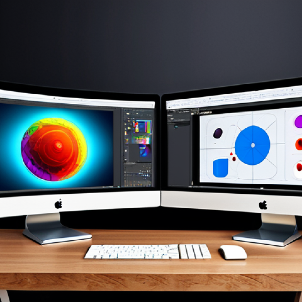 2

**Image Prompt 2:**
A sophisticated and cutting-edge graphic design studio workspace, showcasing a designer expertly interacting with multiple high-definition monitors. The screens display a seamless blend of traditional design software interfaces, such as Adobe Photoshop and Illustrator, alongside complex 3D modeling environments like Blender. Ethereal, glowing elements symbolize AI generative art tools (e.g., Midjourney, DALL-E), subtly integrated into the workflow, suggesting a synergistic relationship between human creativity and artificial intelligence. The overall aesthetic is sleek, minimalist, and conveys a strong sense of technological advancement and efficiency. --ar 16:9 --v