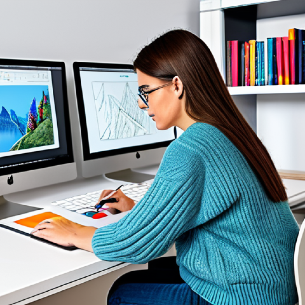 컴퓨터그래픽스운용기능사 필기 요점 정리법 - **

A professional graphic designer in a modern, bright studio, working on a digital illustration us...