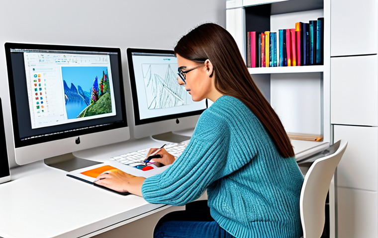 컴퓨터그래픽스운용기능사 필기 요점 정리법 - **

A professional graphic designer in a modern, bright studio, working on a digital illustration us...