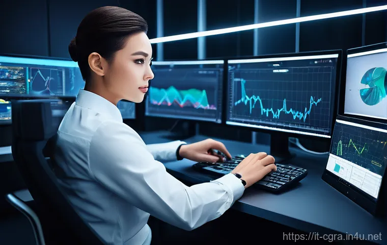 컴퓨터그래픽스운용기능사와 데이터 시각화의 융합 - **Prompt:** A skilled graphic designer, appearing as a focused professional (gender-neutral, wearing...