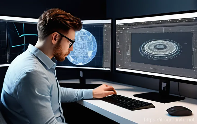 컴퓨터그래픽스운용기능사 취업에 필요한 부가 자격증 - **Prompt:** A highly skilled 3D artist, in their late twenties, wearing a smart-casual long-sleeved ...