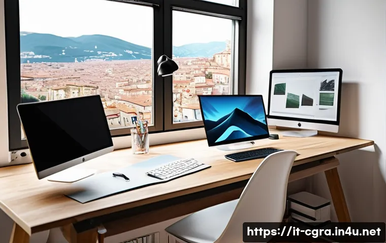 컴퓨터그래픽스운용기능사 자격증의 직무역량 평가 - A modern digital graphic designer’s workspace in a bright, minimalist Italian home studio, featuring...