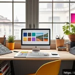 Home 21 컴퓨터그래픽스운용기능사 실기 예상문제 - A professional graphic designer’s workspace in a modern Italian studio, featuring a high-resolution ...