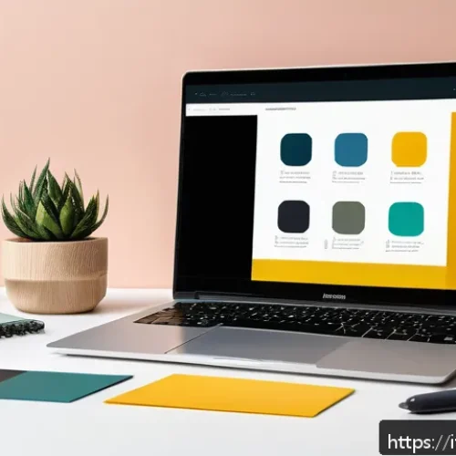 Home 17 컴퓨터그래픽스운용기능사 자격증 취득 후 포트폴리오 제작법 - A modern digital portfolio workspace scene featuring a sleek laptop displaying a well-organized crea...